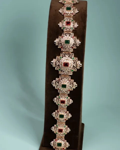 Heritage Belt, Gold with Red and Green Stones