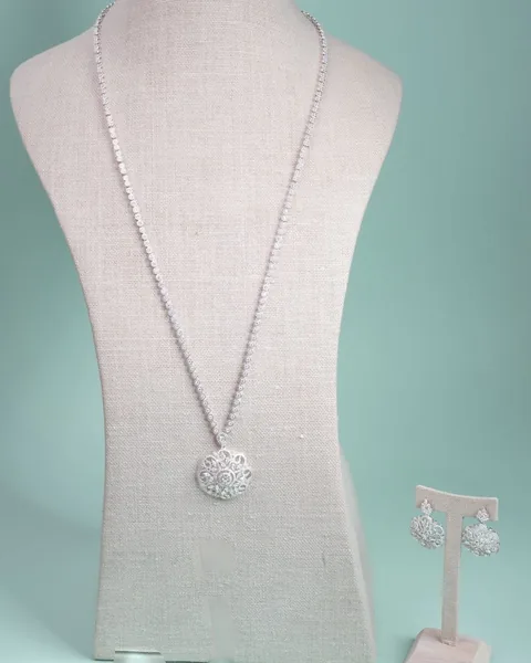 Long Pendant Necklace Set, Filigree