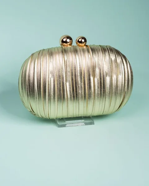 Pleated Clutch, Gold