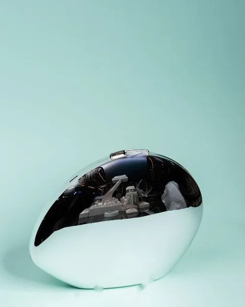 Mirror Oval Clutch, Silver