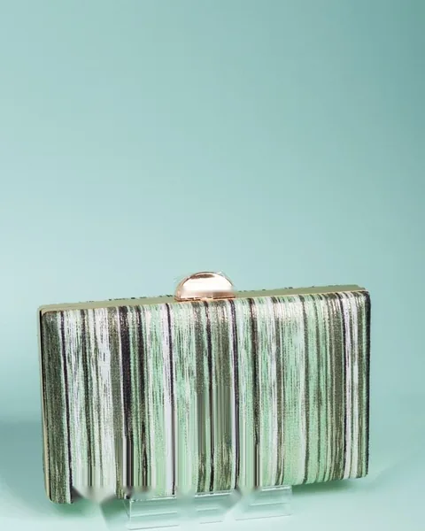 Striped Box Clutch, Green