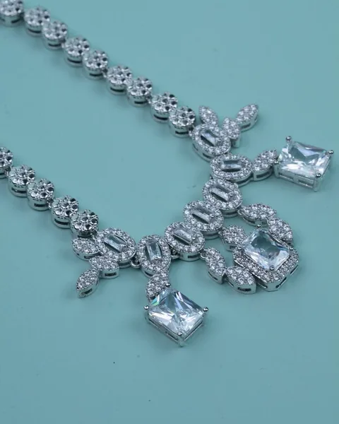 Crystal Necklace, Square Drops