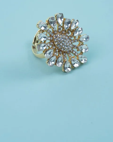 Crystal Starburst Ring, Gold