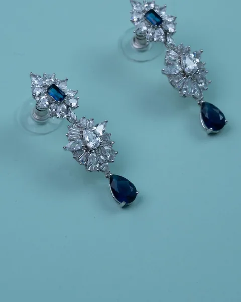 Crystal Drop Earrings, Sapphire