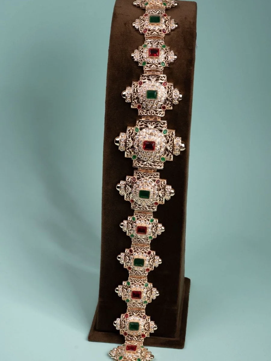 Heritage Belt, Gold with Red and Green Stones