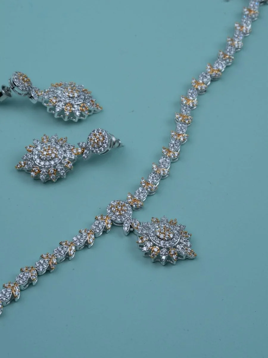 Two-tone Crystal Necklace Set