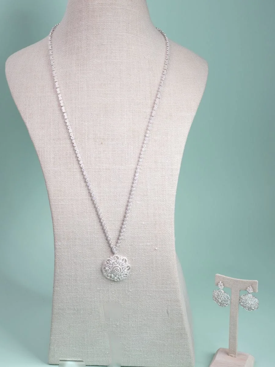 Long Pendant Necklace Set, Filigree