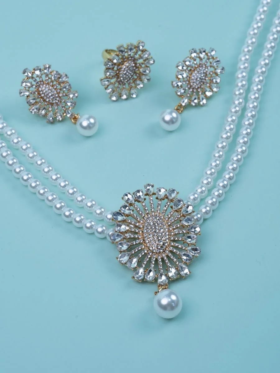 Pearl and Crystal Sunflower Set — 2