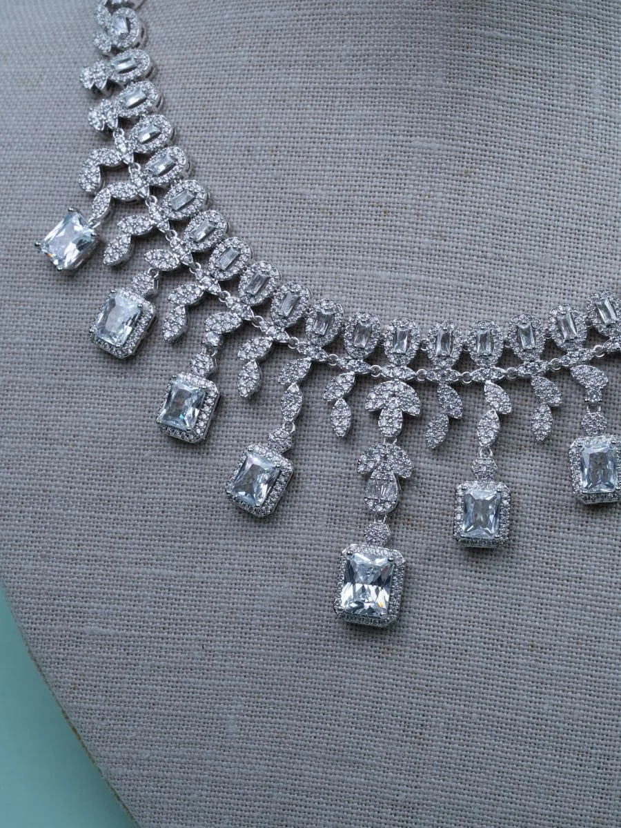 Crystal Collar Necklace, Emerald-cut Drops — 2