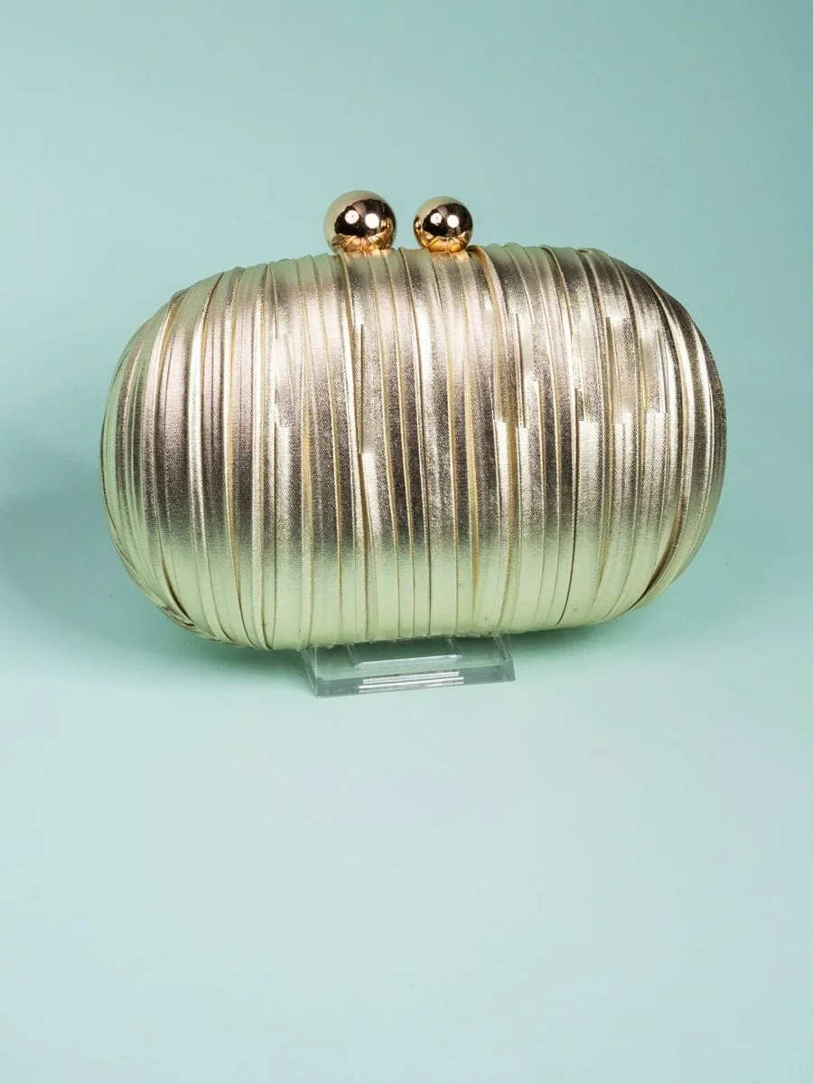 Pleated Clutch, Gold