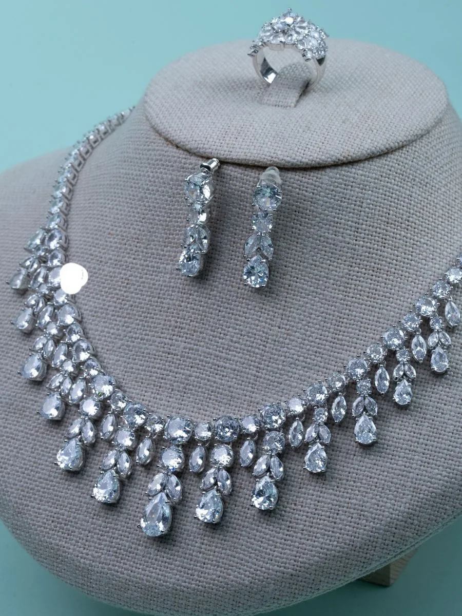 Crystal Drop Necklace Set