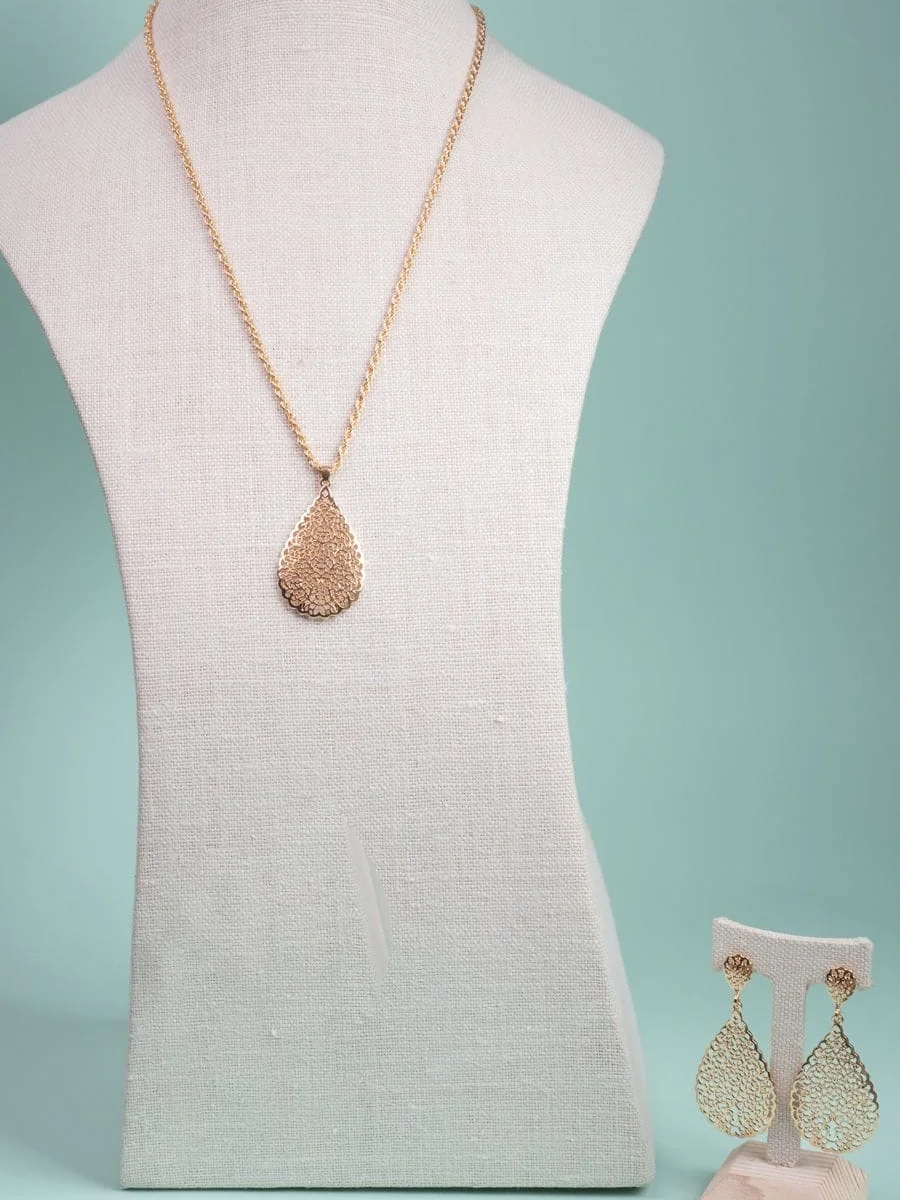 Teardrop Pendant Set, Gold