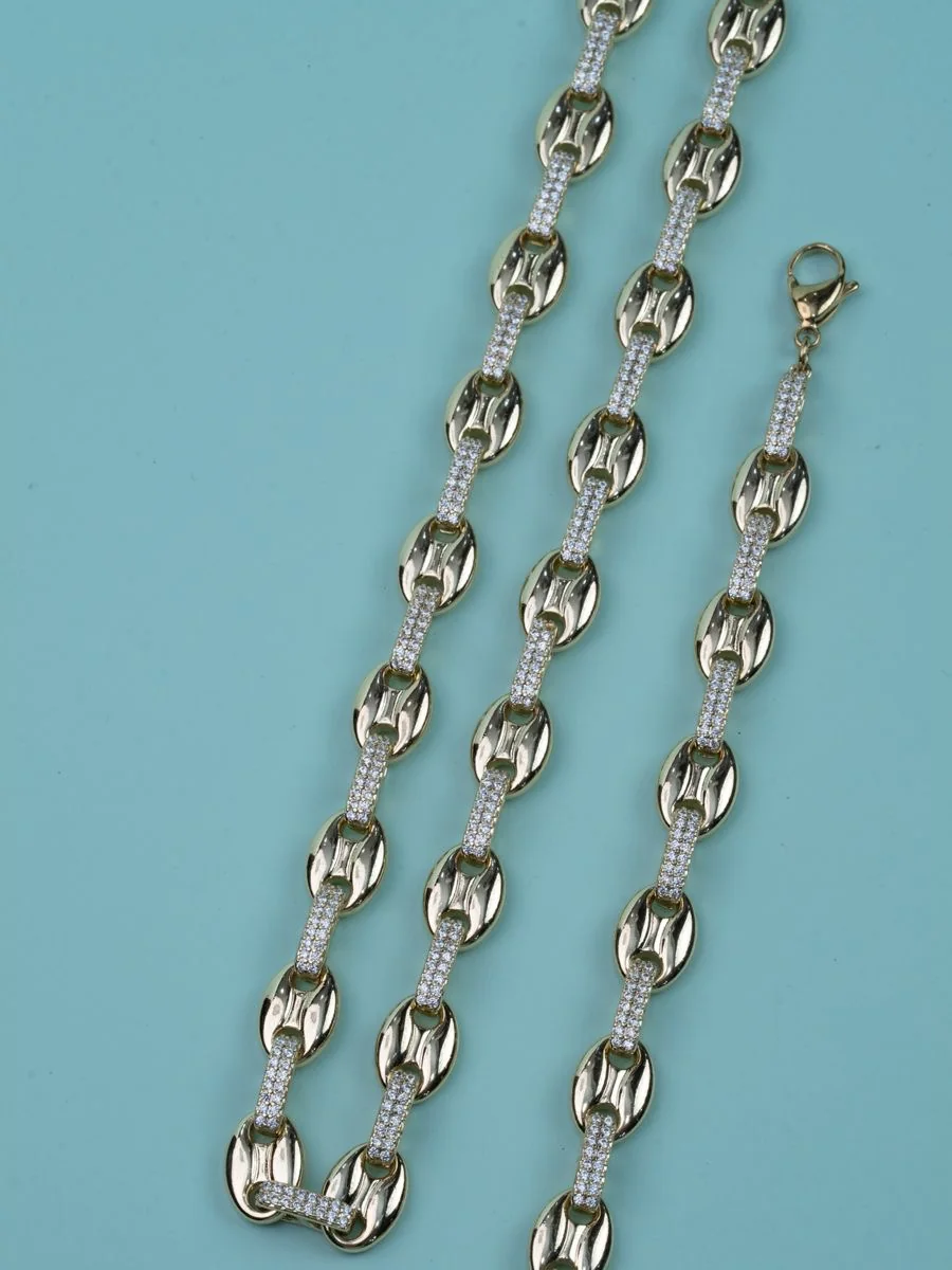 Chain-link Necklace and Bracelet, Gold