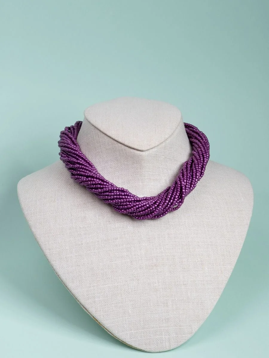 Twisted Bead Necklace, Purple