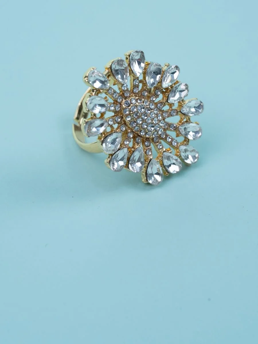 Crystal Starburst Ring, Gold