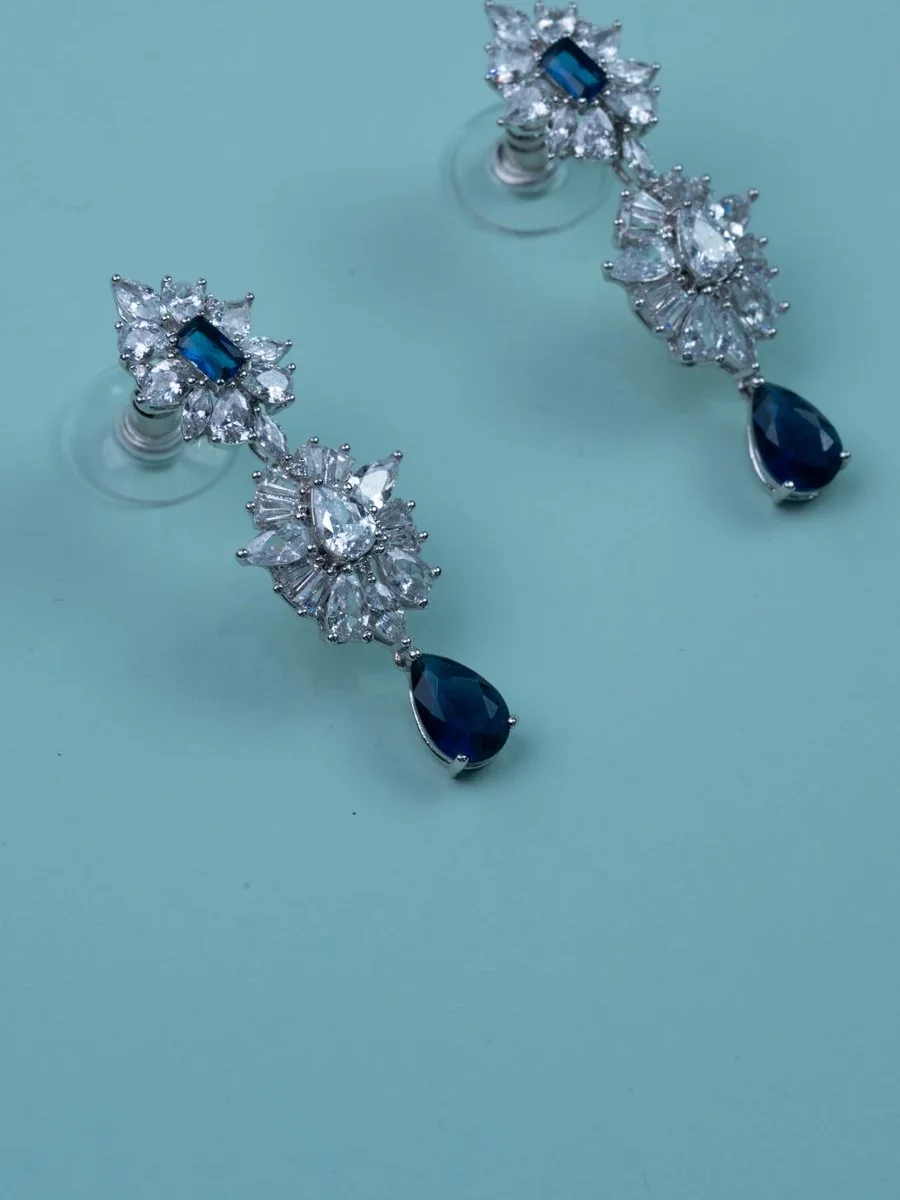 Crystal Drop Earrings, Sapphire