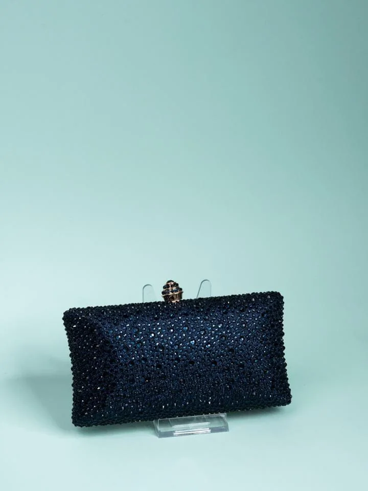 Crystal Box Clutch, Black