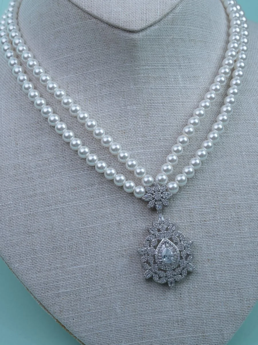 Pearl Set with Crystal Pendant